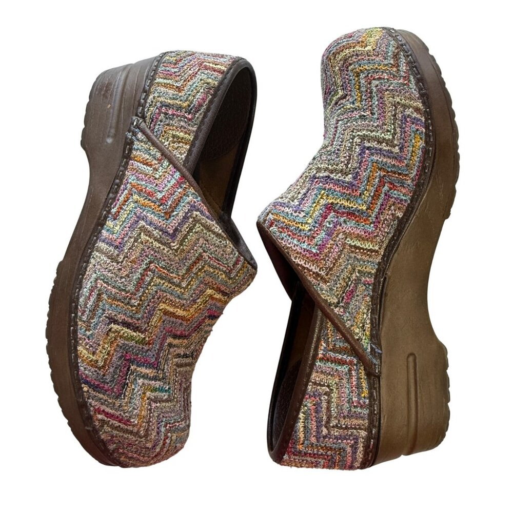 Sanita Womens Clogs Multicolor Knit Chevron Size 37 (US 6.5) Comfortable Slip-On - Picture 2 of 9